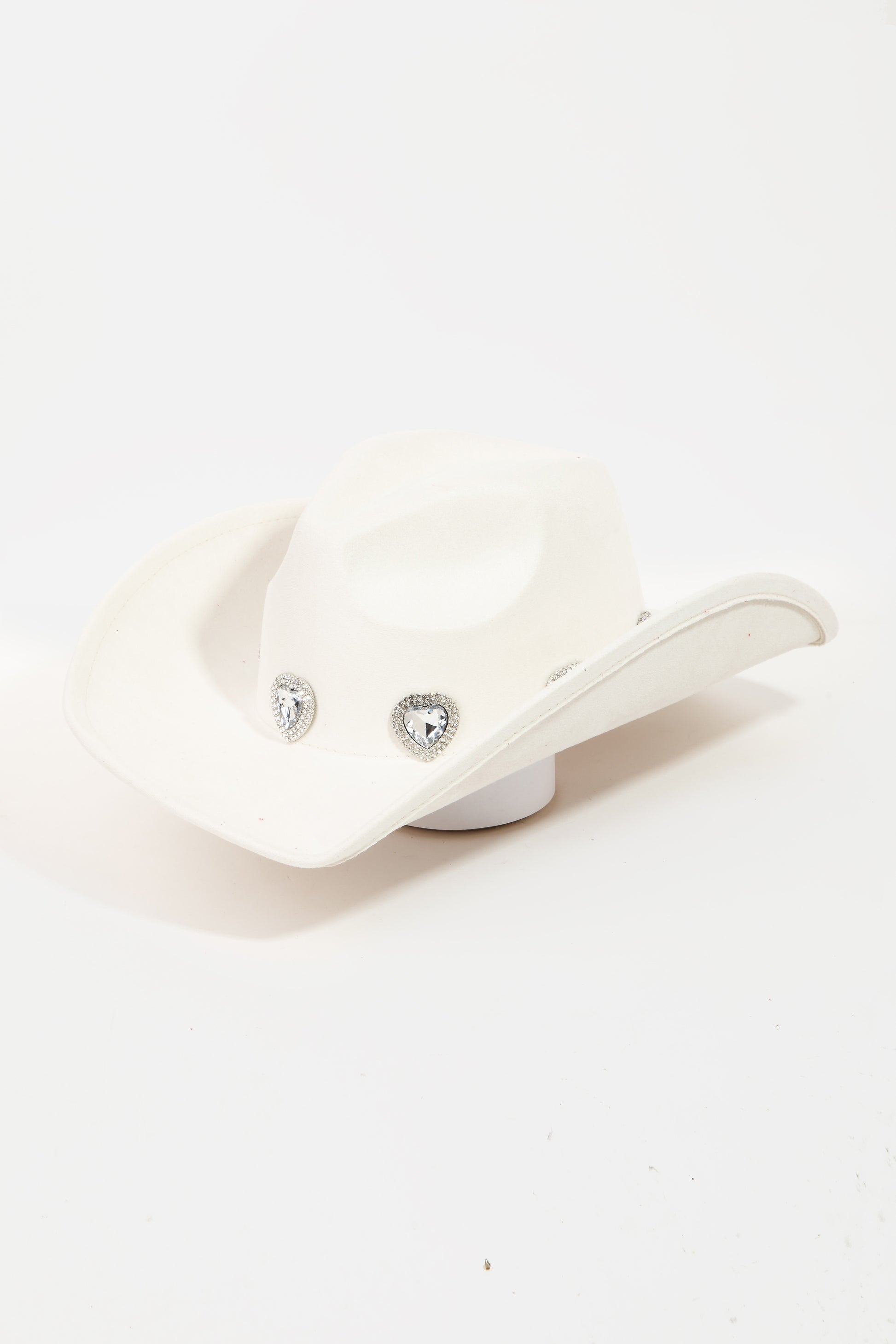 Rhinestone Pave Heart Cowboy Boho Hat - Spirit and Rebel [Spirit and Rebel] Iv One Size 