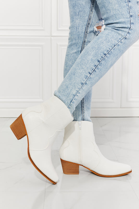 MMShoes Watertower Town Faux Leather Western Ankle Boots in White [Spirit and Rebel] White 6 