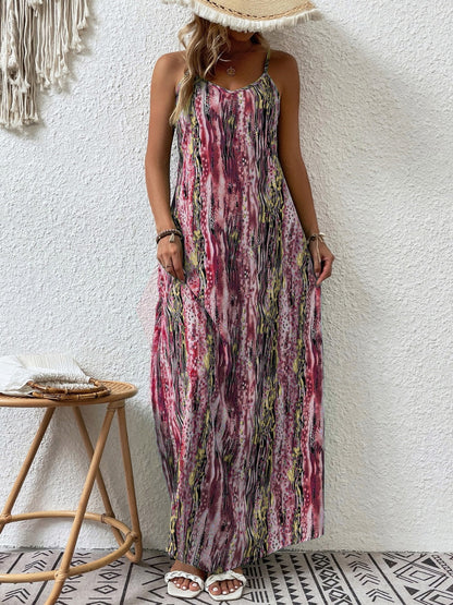 Plus Size Printed Scoop Neck Maxi Boho Cami Boho Dress - Spirit and Rebel [Spirit and Rebel]   