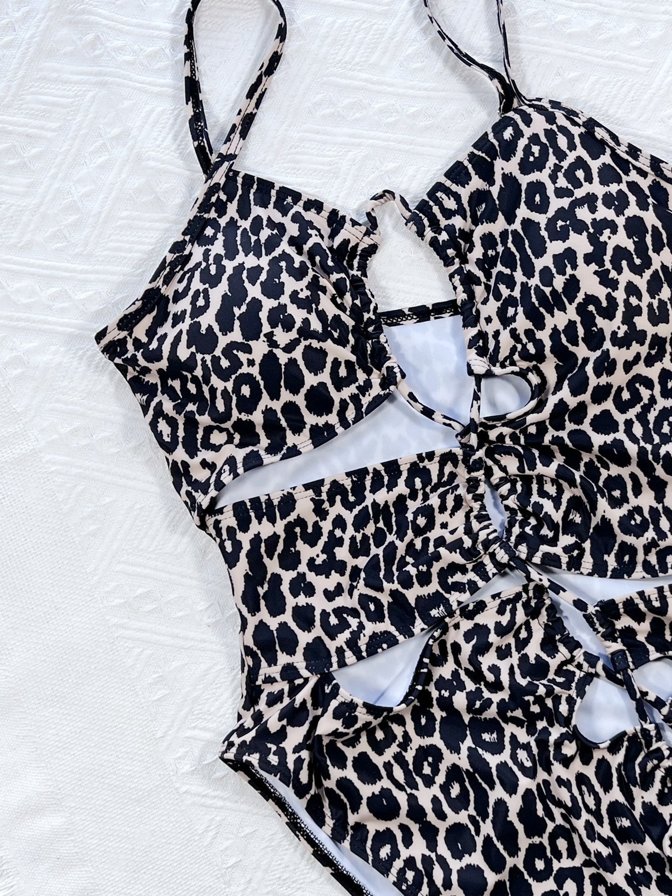 Leopard Cutout Tied One-Piece Swimsuit [Spirit and Rebel]