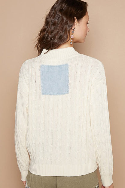 Cable-Knit Peace Patch Dropped Shoulder Sweater [Spirit and Rebel]