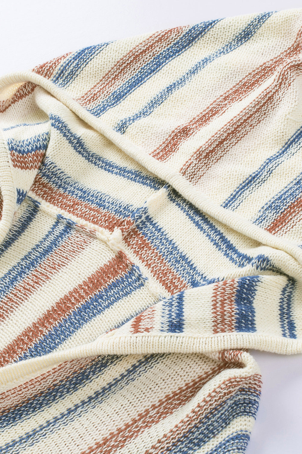 Contrast Striped Dropped Shoulder Hooded Knit Top [Spirit and Rebel]