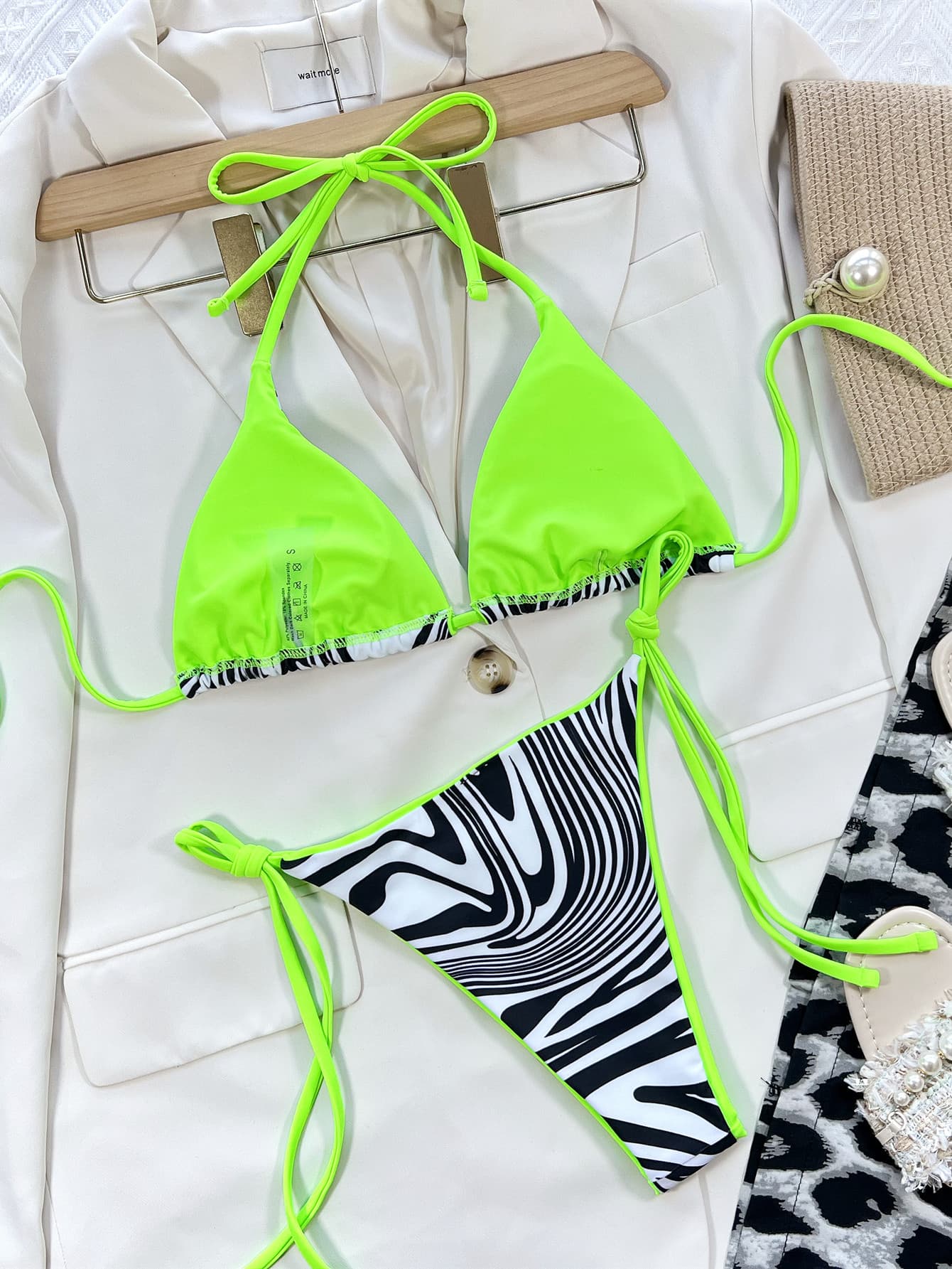 Zebra Print Halter Neck Bikini Set Sunset and Swim