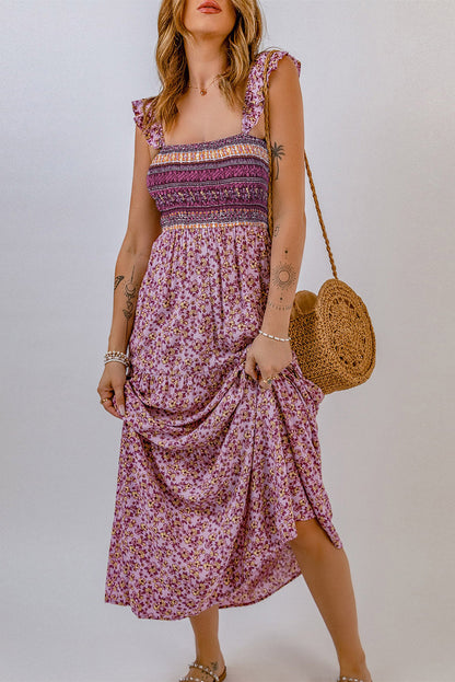 Spirit and Rebel Floral Square Neck Maxi Dress [Spirit and Rebel]   