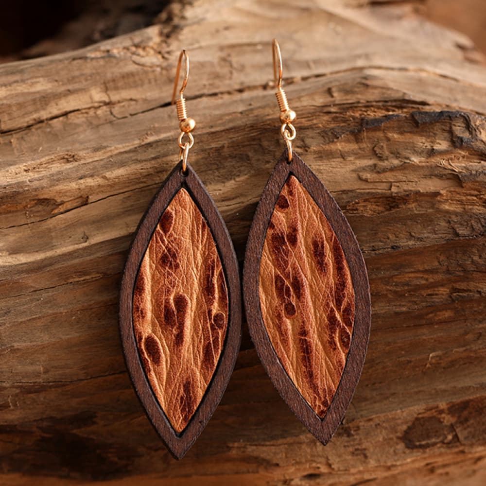 Geometrical Shape Wooden Dangle Earrings [Spirit and Rebel] Style G One Size 