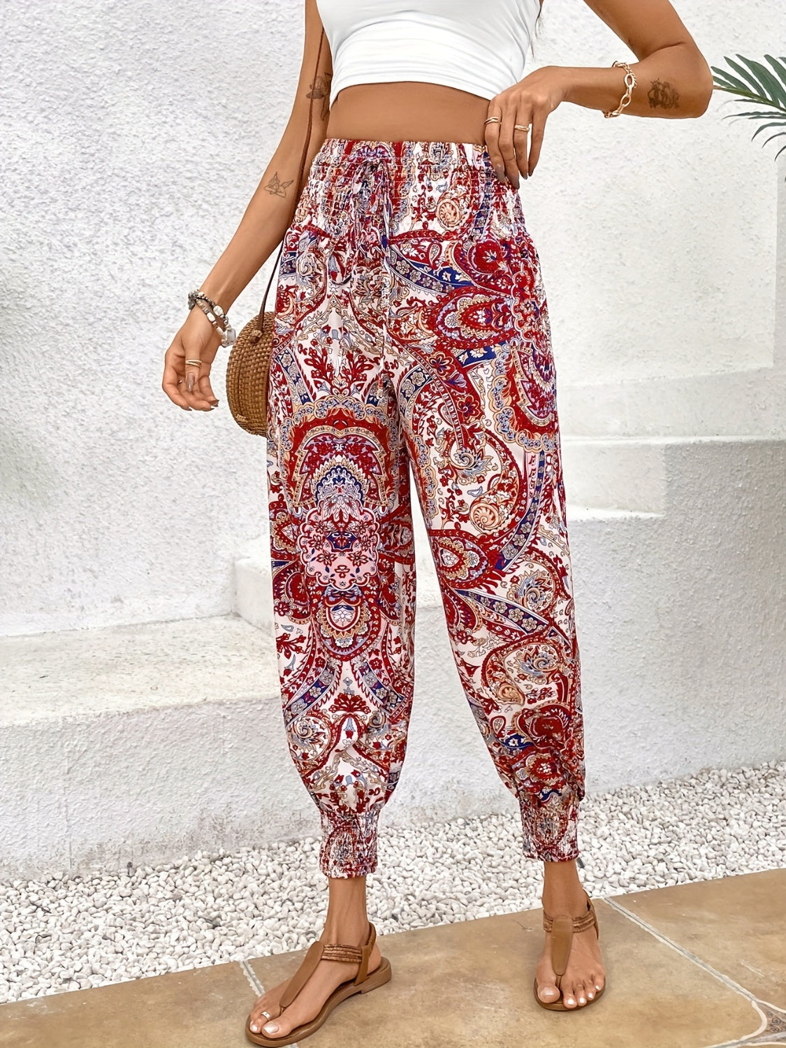 Printed High Waist Pants [Spirit and Rebel]   