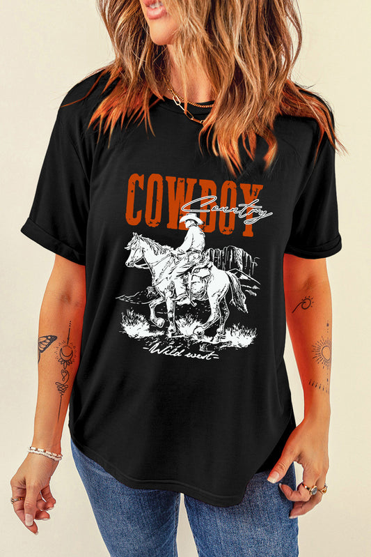 COWBOY Round Neck Short Sleeve T-Shirt [Spirit and Rebel]   