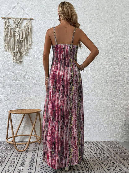 Plus Size Printed Scoop Neck Maxi Boho Cami Boho Dress - Spirit and Rebel [Spirit and Rebel]   