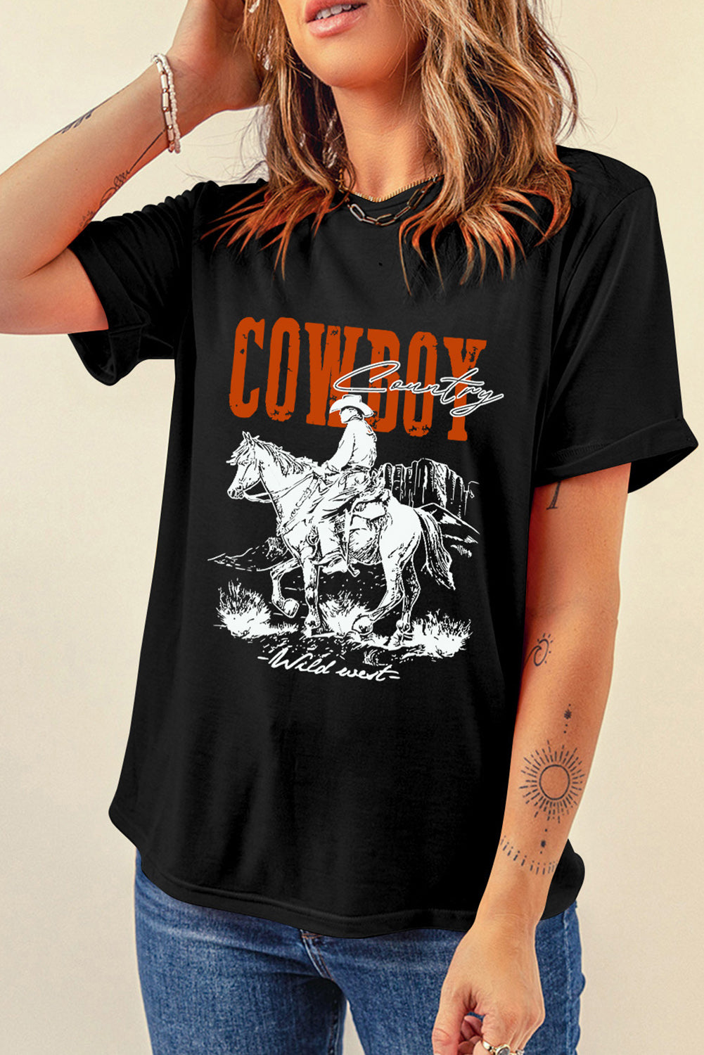 COWBOY Round Neck Short Sleeve T-Shirt [Spirit and Rebel]   