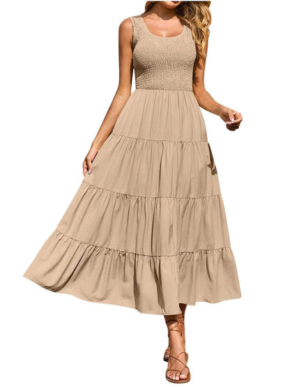 Boho Chic  Tiered Smocked Wide Strap Dress [Spirit and Rebel]   