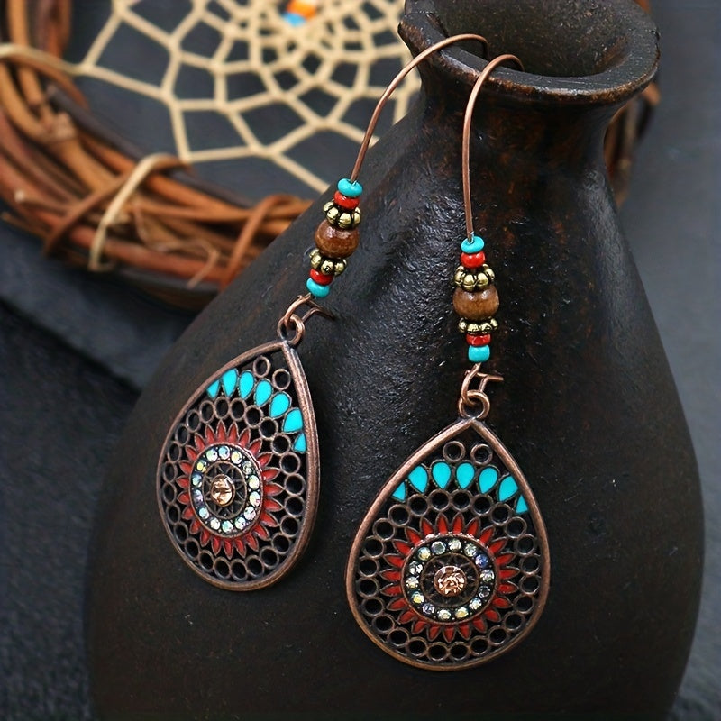 Alloy Oil Drip Beaded Teardrop Earrings [Spirit and Rebel] Silver One Size