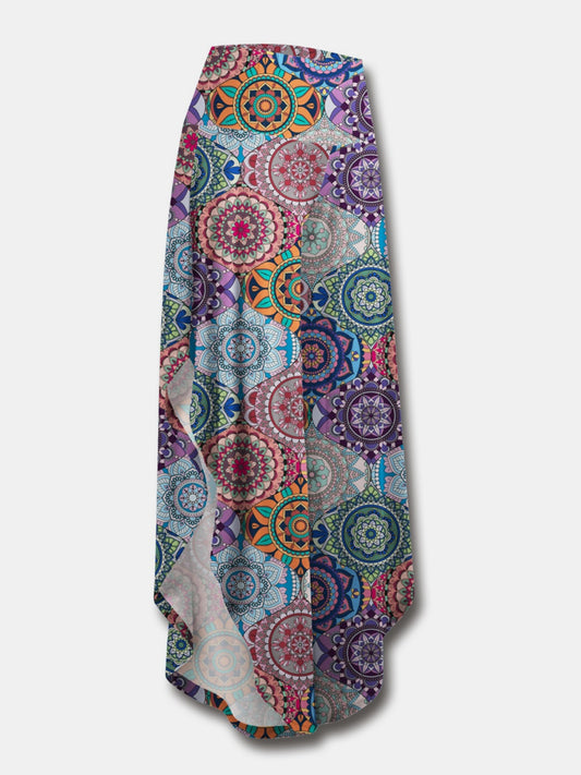 Printed Wide Leg Boho Pants [Spirit and Rebel] Multicolor S 