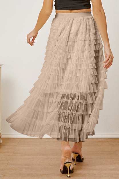 Ruched High Waist Tiered Boho Skirt [Spirit and Rebel]   