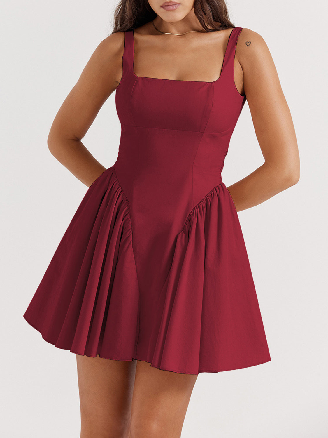 Backless Bow Detail Square Neck Mini Dress [Spirit and Rebel]   