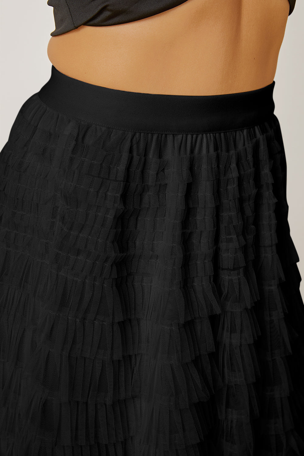 Ruched High Waist Tiered Boho Skirt [Spirit and Rebel]   