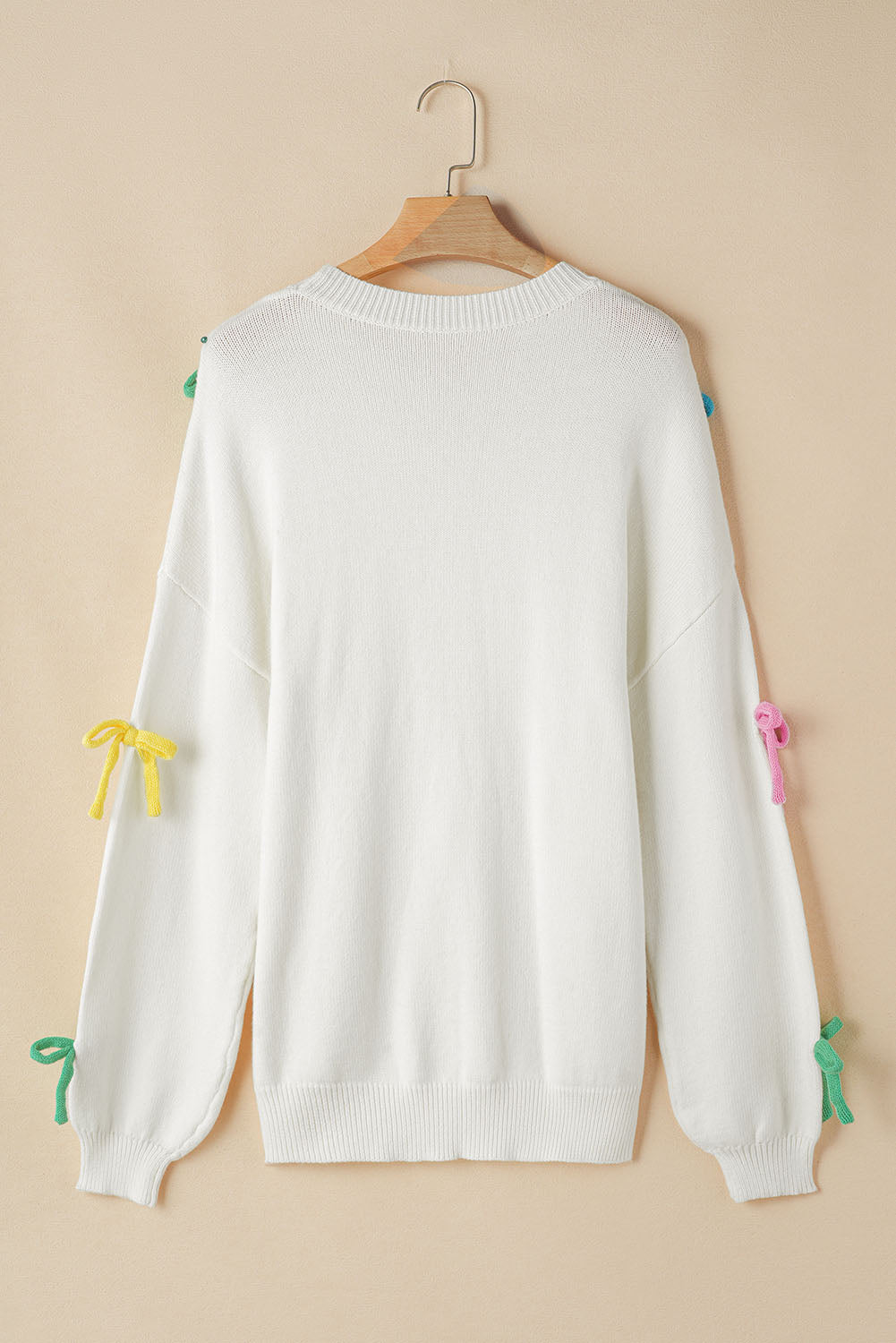 Contrast Bow Round Neck Dropped Shoulder Sweater [Spirit and Rebel]