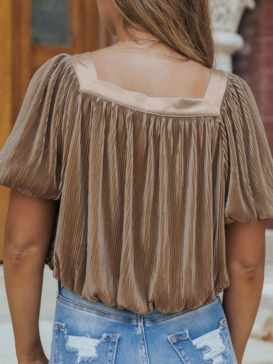 Square Neck Puff Sleeve Boho Top - Spirit and Rebel [Spirit and Rebel]   