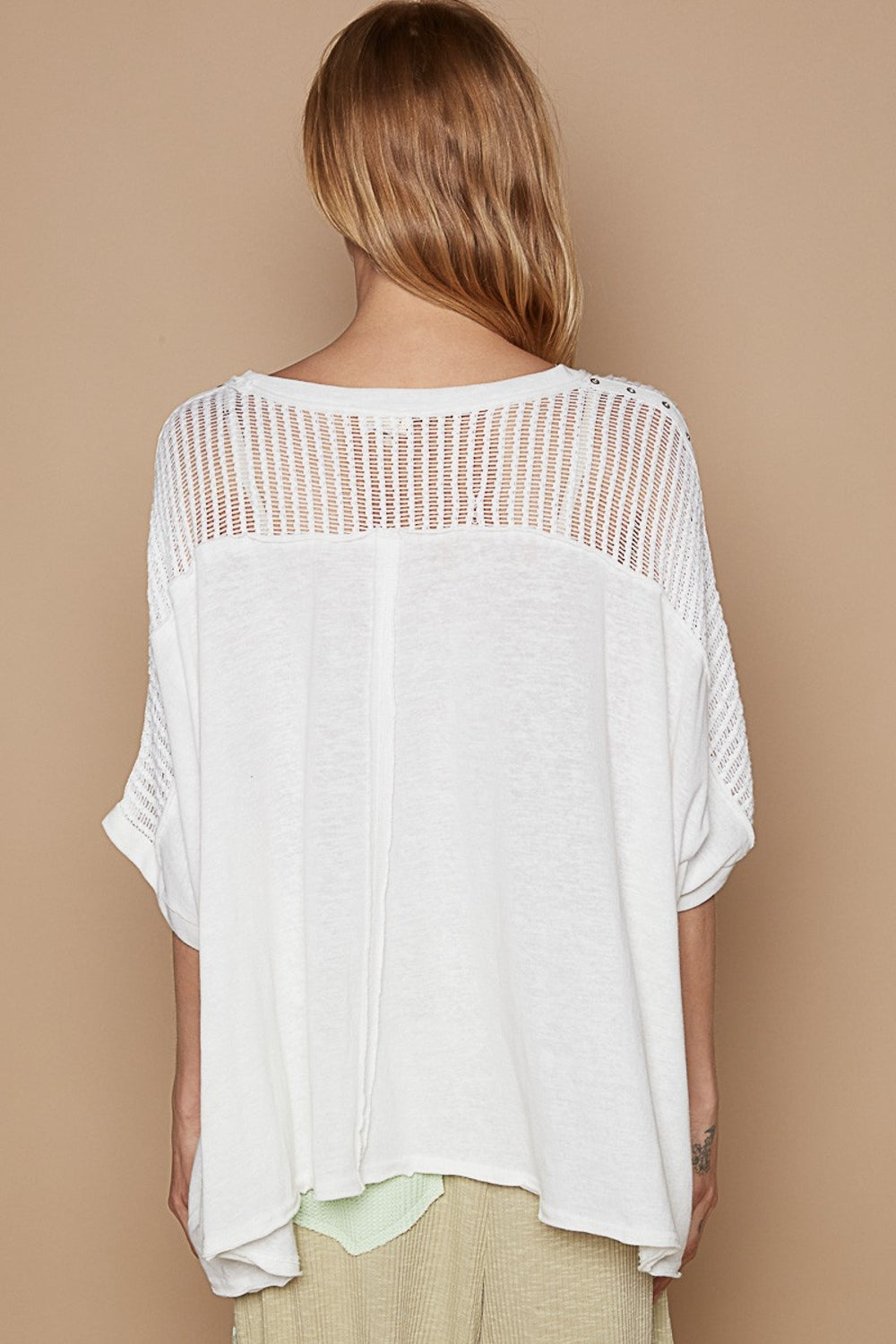 Eyelet Detail Studded High-Low Boho Top - Spirit and Rebel [Spirit and Rebel]   