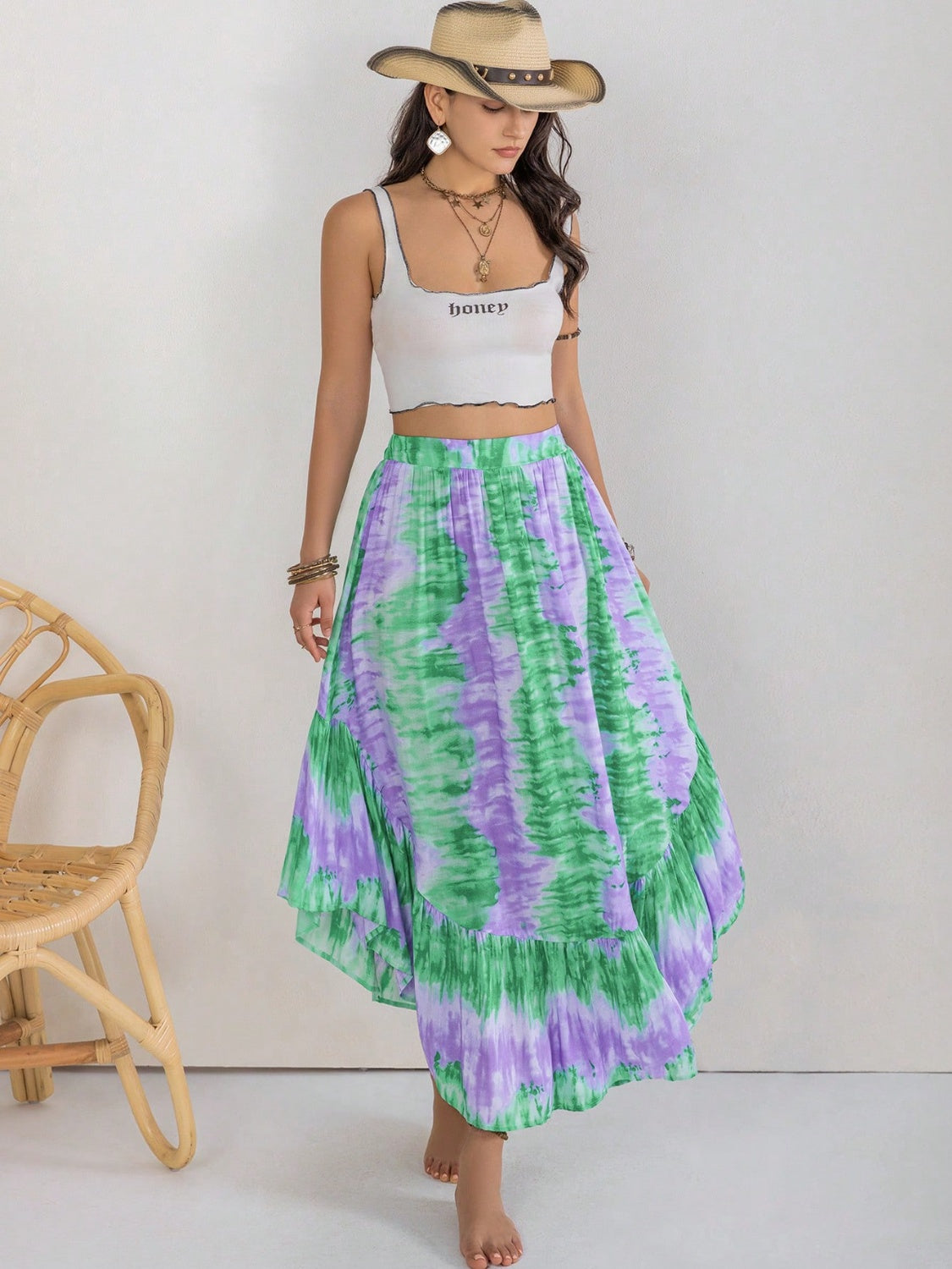 Tie-Dye Ruffle Hem Skirt [Spirit and Rebel]   