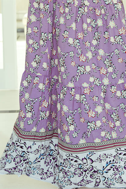 Boho Chic  Tiered Printed Elastic Waist Skirt [Spirit and Rebel]   