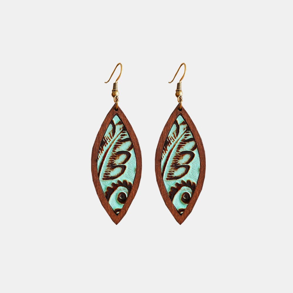 Geometrical Shape Wooden Dangle Earrings [Spirit and Rebel]   