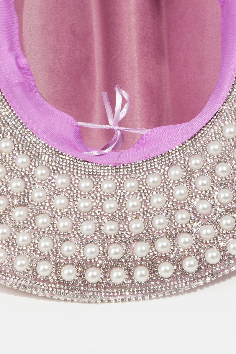 Fame Pave Rhinestone Pearl Trim Cowboy Hat [Spirit and Rebel]   