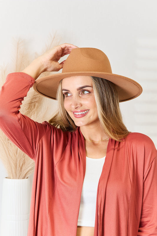 Flat Brim Boho Fedora Fashion Boho Hat - Spirit and Rebel [Spirit and Rebel] Khaki One Size 