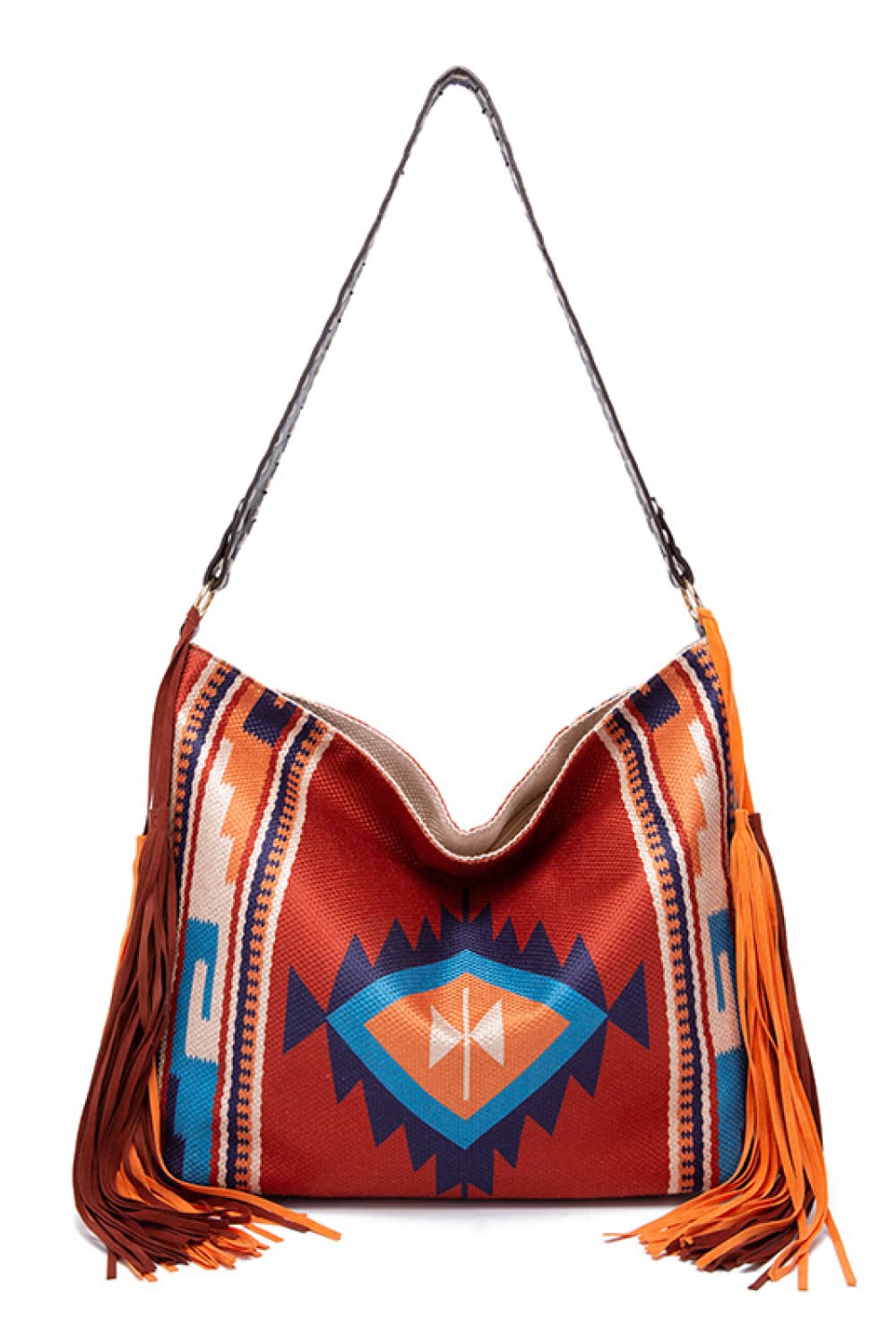 Geometric Canvas Tote Boho Bag - Spirit and Rebel [Spirit and Rebel] Caramel One Size 