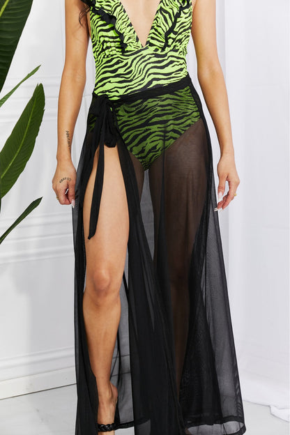 Marina West Swim Beach Is My Runway Mesh Wrap Maxi Cover-Up Skirt Sunset and Swim