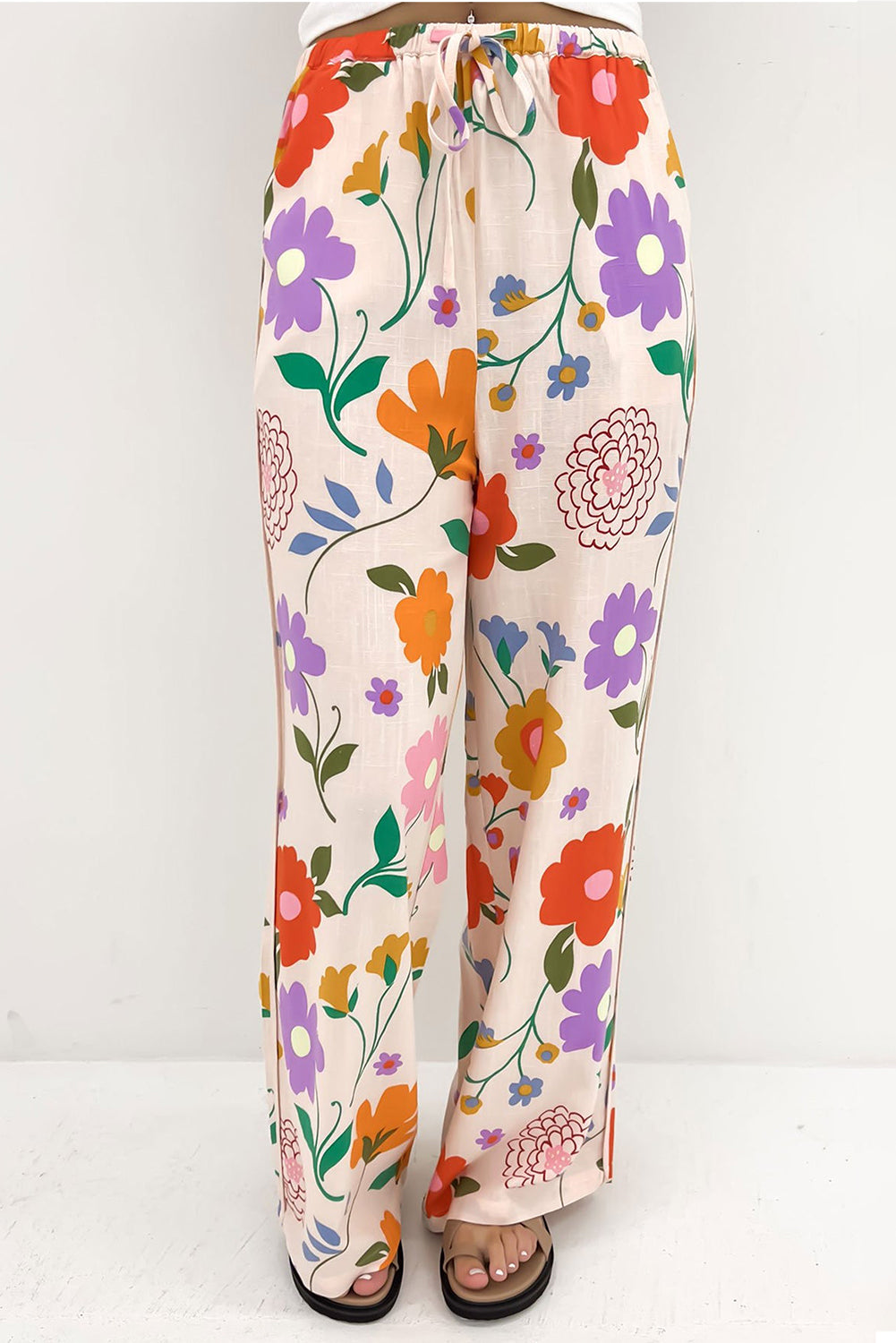 Drawstring Printed Boho Pants with Pockets - Spirit and Rebel [Spirit and Rebel]   