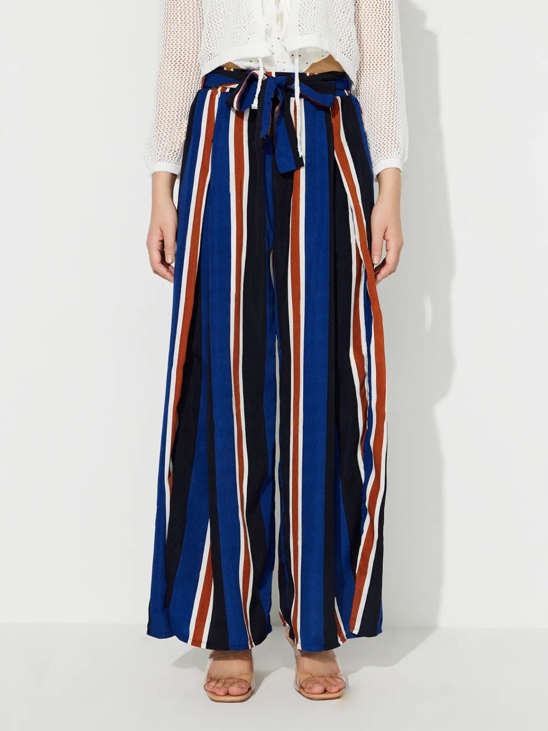 Spirit and Rebel Side Slit Contrast Wide Leg Boho Pants [Spirit and Rebel]   