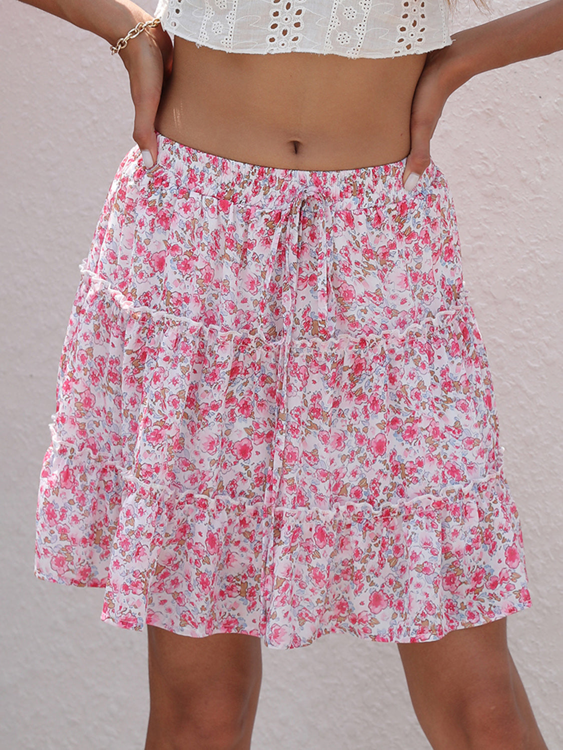 Printed Elastic Waist Boho Boho Mini Skirt [Spirit and Rebel]   