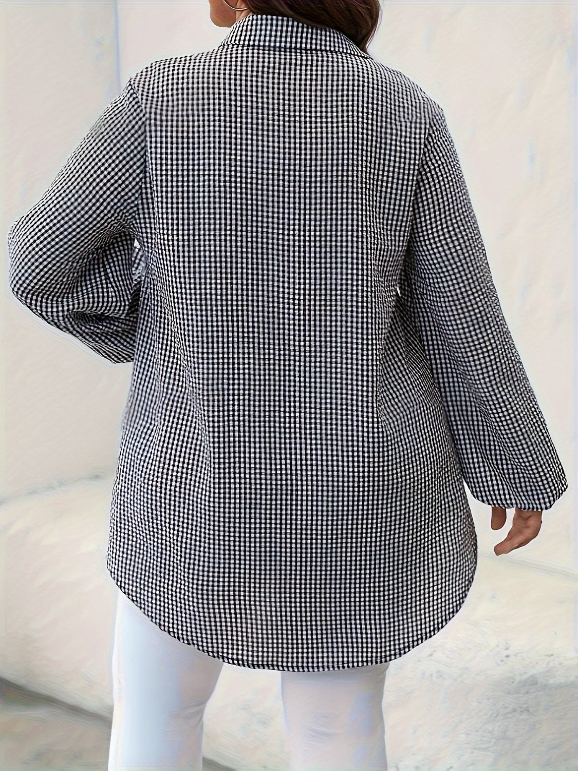 Plus Size Plaid Collared Neck Long Sleeve Shirt [Spirit and Rebel]