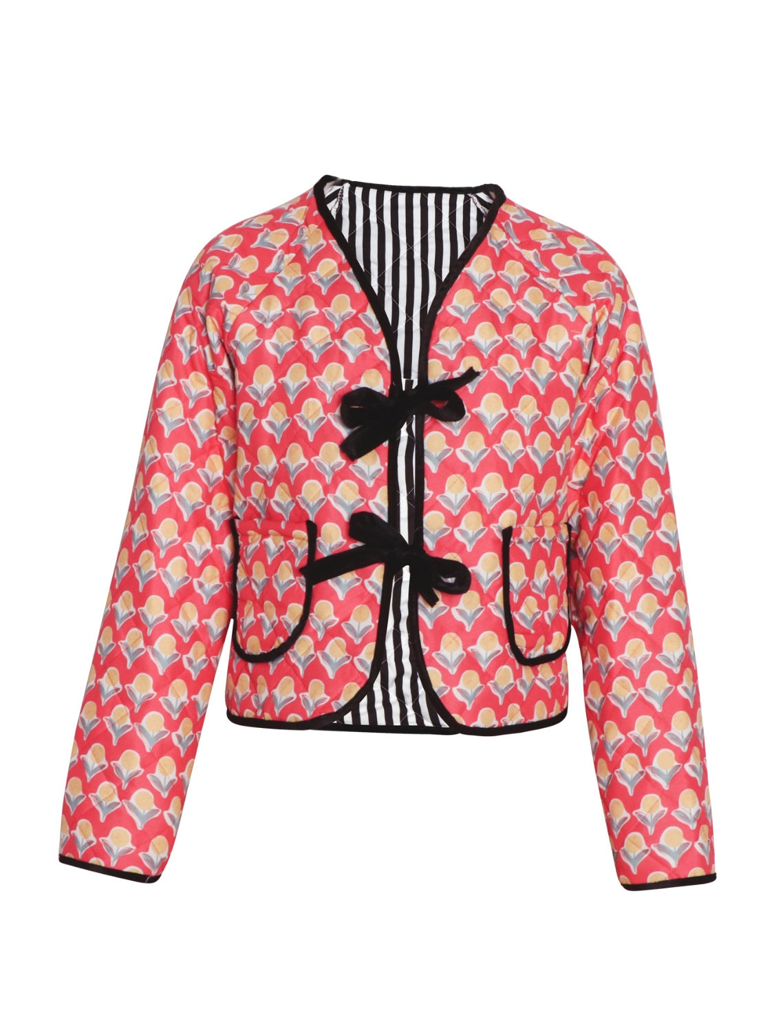 Spirit and Rebel Tied Printed Long Sleeve Boho Jacket [Spirit and Rebel]   