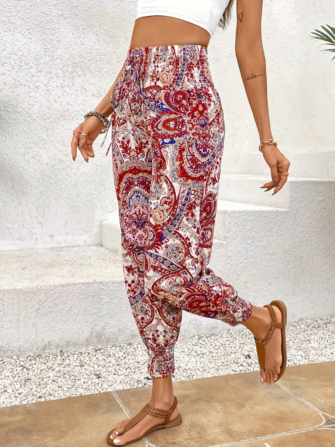 Printed High Waist Pants [Spirit and Rebel]   