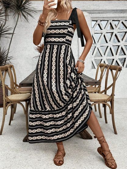 Printed Square Neck Maxi Boho Cami Boho Dress - Spirit and Rebel [Spirit and Rebel]   