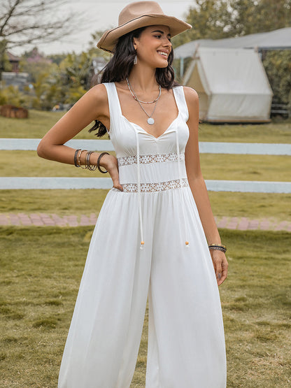 Backless Wide Strap Wide Leg Boho Jumpsuit - Spirit and Rebel [Spirit and Rebel]   