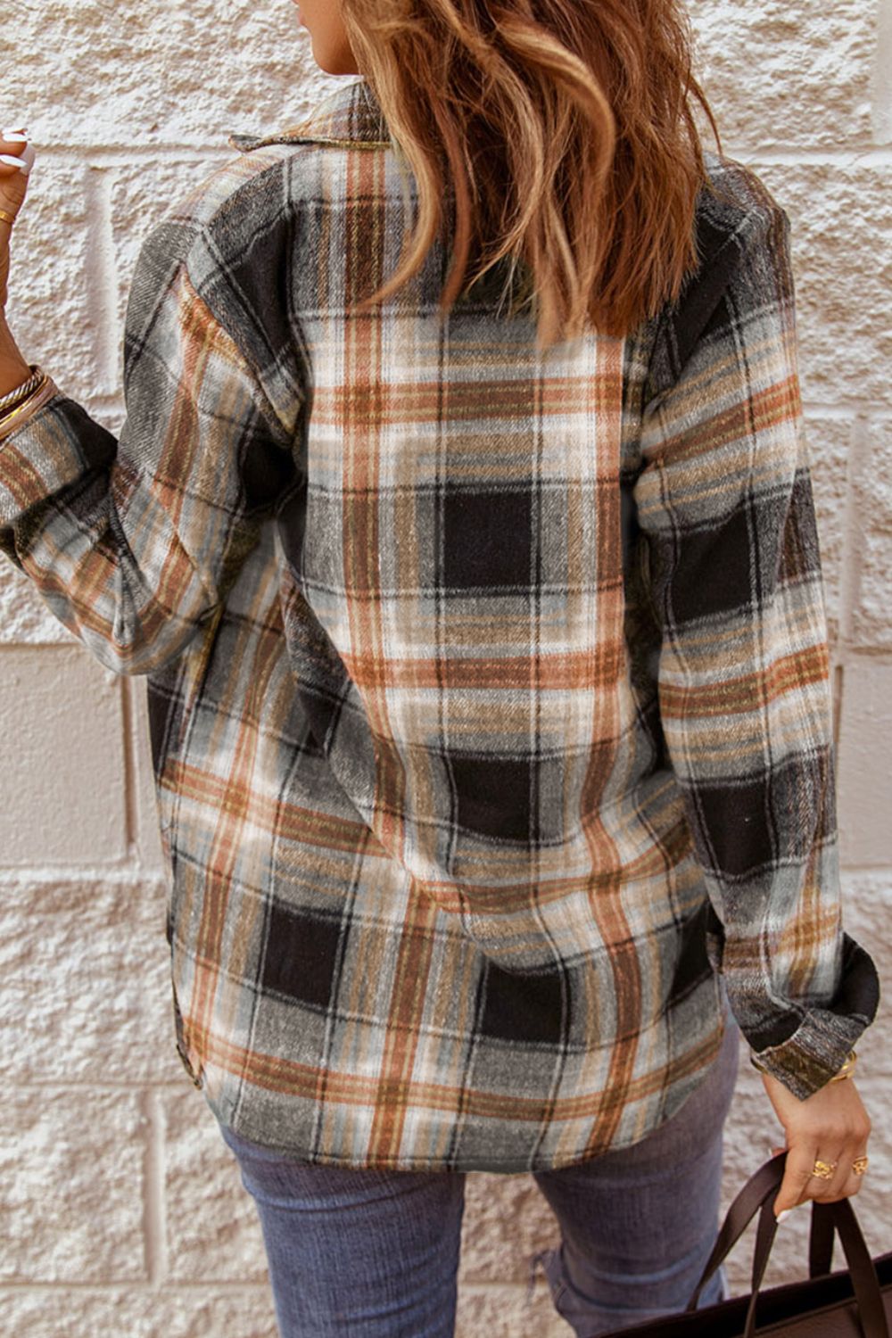 Plaid Collared Neck Button Up Long Sleeve Shirt [Spirit and Rebel]