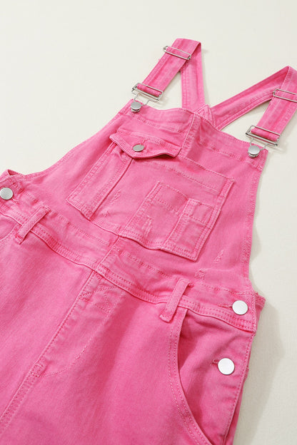 Distressed Pocketed Wide Strap Denim Overalls [Spirit and Rebel]   