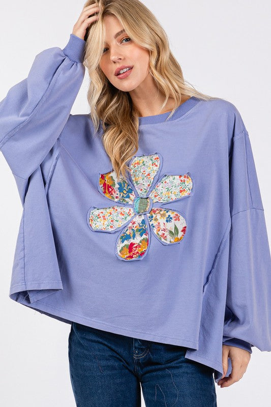 Flower Patch Dropped Shoulder Oversize Top [Spirit and Rebel]