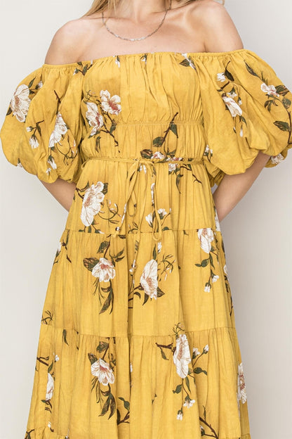 HYFVE Floral Puff Sleeve Tiered Dress [Spirit and Rebel]   