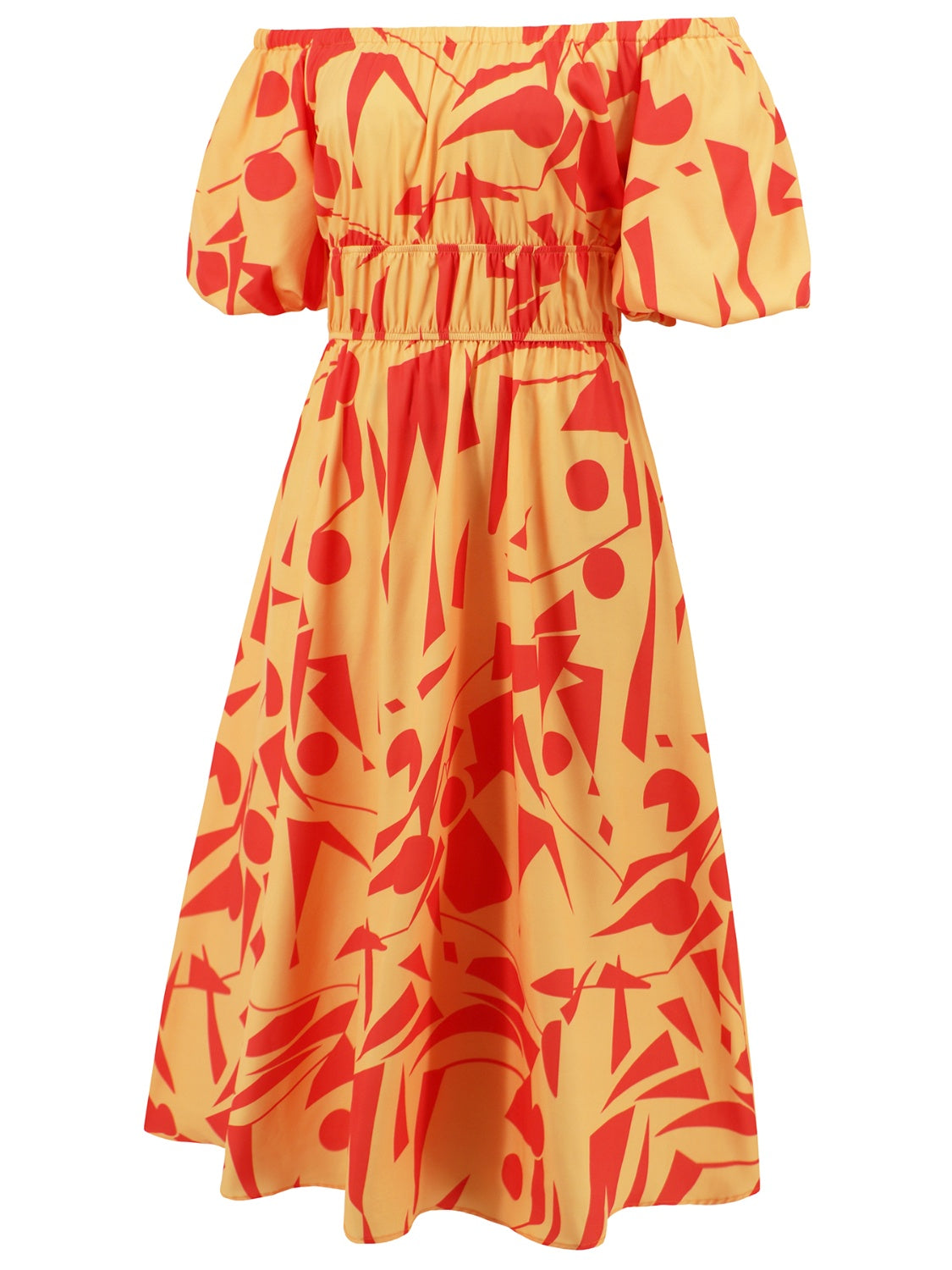 Printed Off-Shoulder Balloon Sleeve Dress [Spirit and Rebel]   