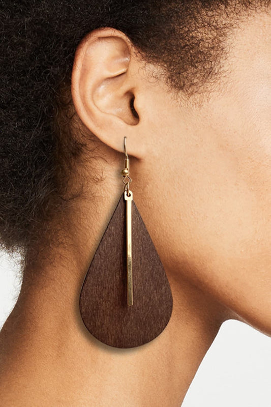 Geometrical Shape Wooden Dangle Boho Earrings - Spirit and Rebel [Spirit and Rebel]   