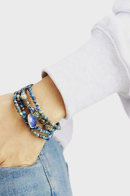 Imperial Stone Heart Three-Layered Bracelet [Spirit and Rebel] Royal Blue One Size