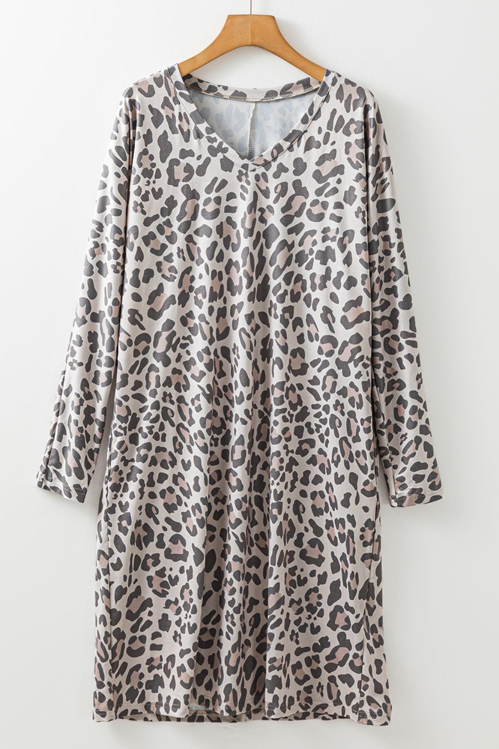 Leopard V-Neck Long Sleeve Dress [Spirit and Rebel]