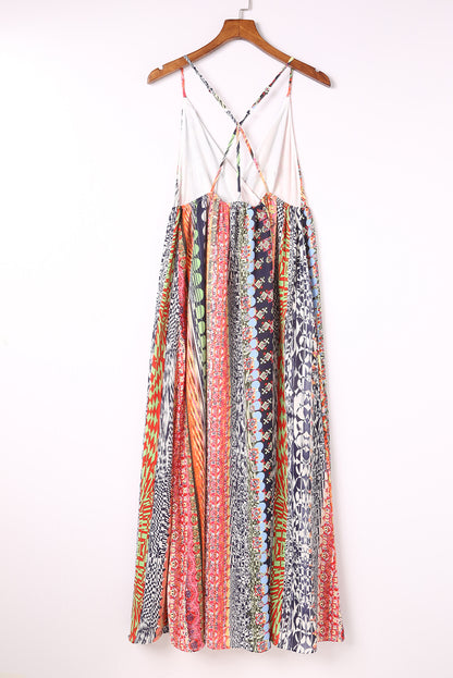 Printed Surplice Spaghetti Strap Boho Dress [Spirit and Rebel]   