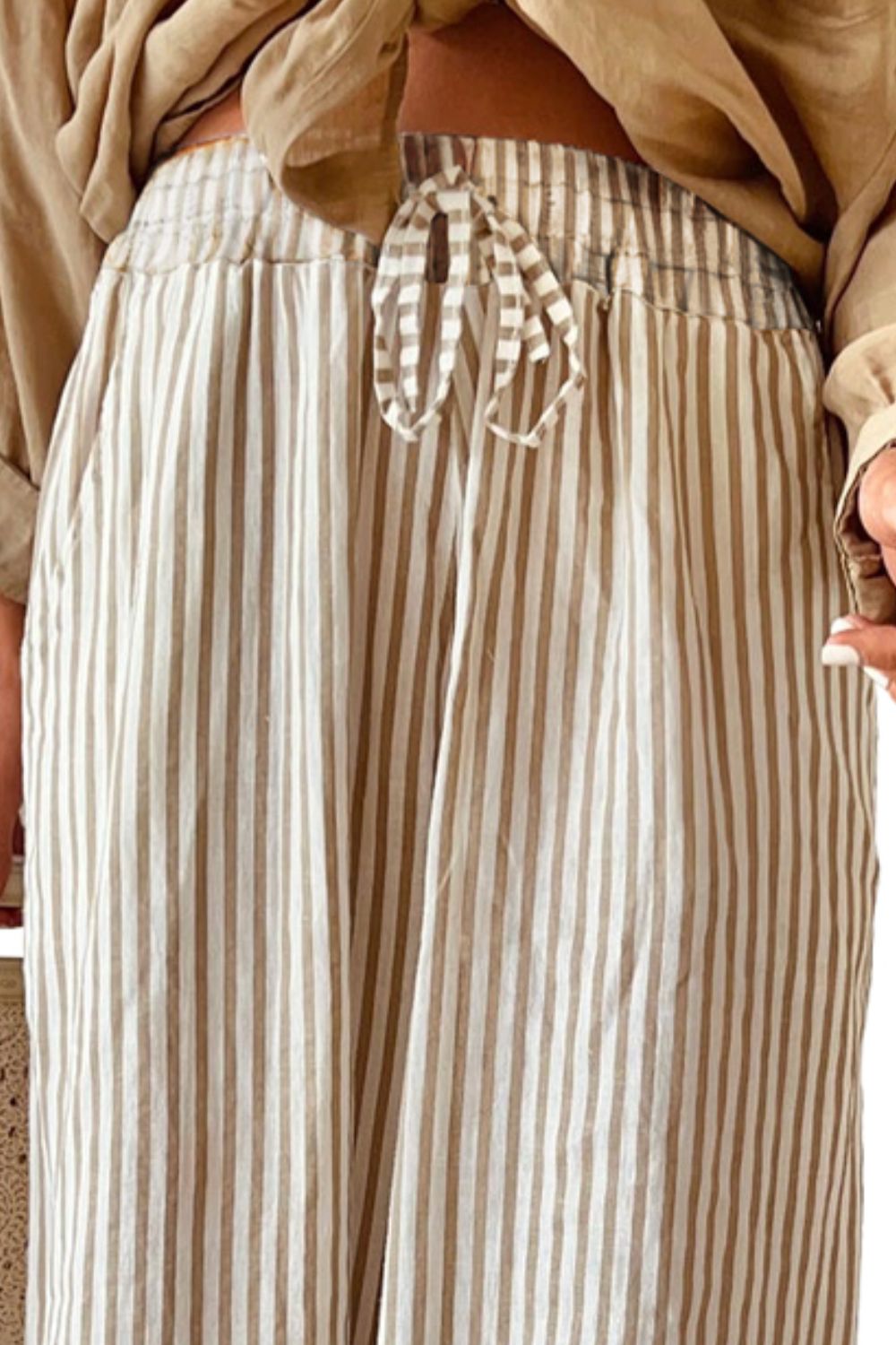 Pocketed Striped Wide Leg Boho Pants - Spirit and Rebel [Spirit and Rebel]   