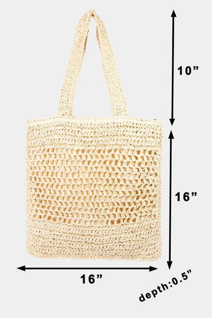 Straw-Paper Crochet Tote Boho Bag - Spirit and Rebel [Spirit and Rebel]   