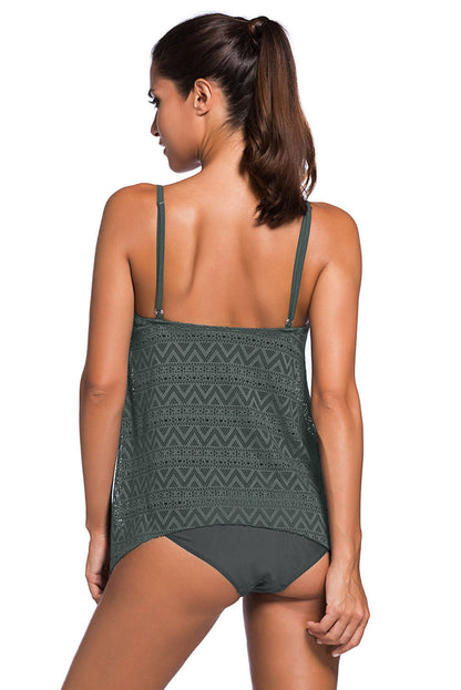 Plus Size Spaghetti Strap Scoop Neck Tankini Set [Spirit and Rebel]