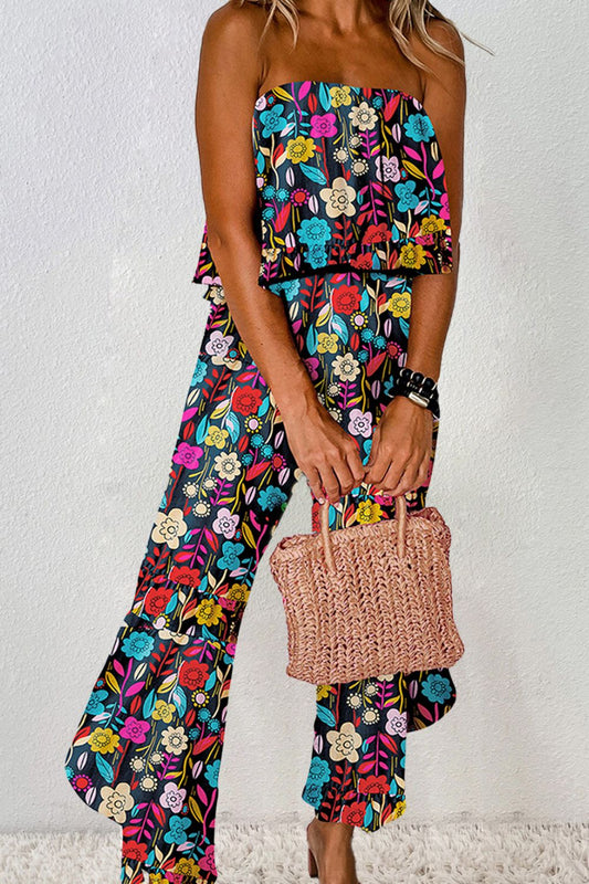 Printed Tube Wide Leg Boho Jumpsuit - Spirit and Rebel [Spirit and Rebel]   